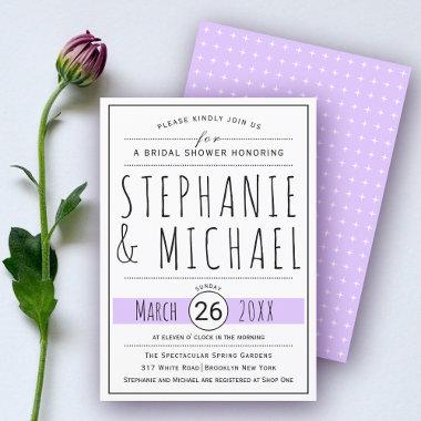 Modern typography lavender wedding bridal shower Invitations