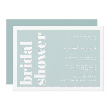 Modern Typography Mint Turquoise Bridal Shower Invitations