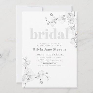 Modern Typography Orchids Floral Bridal Shower Invitations