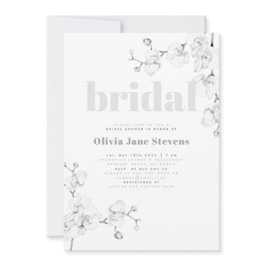 Modern Typography Orchids Floral Bridal Shower Invitations