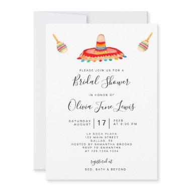 Modern Unique Fiesta Sombrero Bridal Shower Invitations