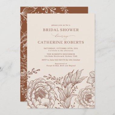 Modern Vintage Botanical Floral Bridal Shower Invitations