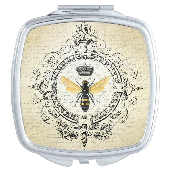 modern vintage french queen bee compact mirror