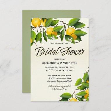 Modern Vintage Lemon Fruit | Bridal Shower Invitations
