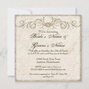 Modern Vintage Peony Floral Swirls, Save the Date