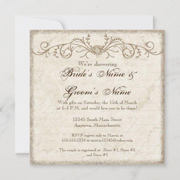 Modern Vintage Peony Floral Swirls, Save the Date