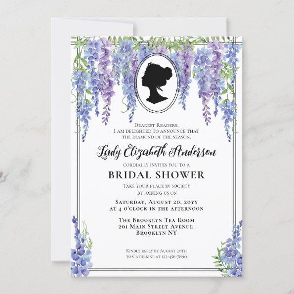 Modern Vintage Purple Floral Regency Bridal Shower Invitations