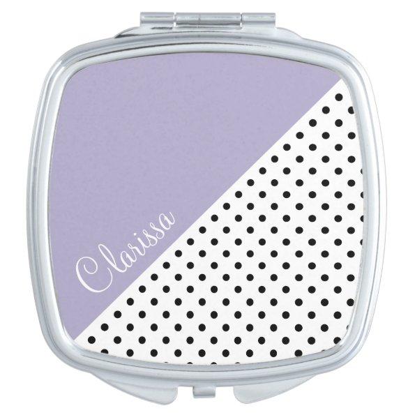 Modern violet geometric retro polka dots pattern mirror for makeup