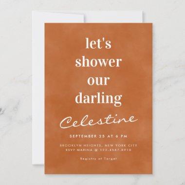 Modern Wash Ombre Terracotta Bridal Shower Invitations
