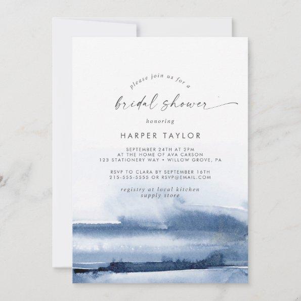 Modern Watercolor | Blue Bridal Shower Invitations