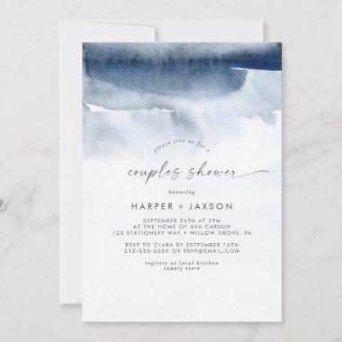 Modern Watercolor | Blue Couples Shower Invitations
