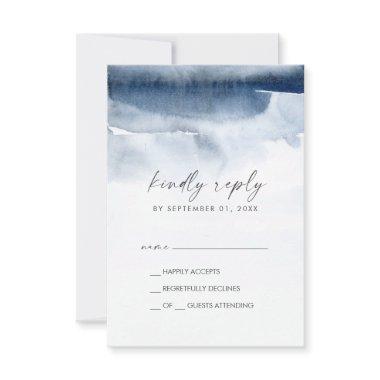 Modern Watercolor | Blue Simple RSVP Card