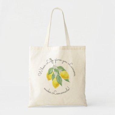 Modern Watercolor Boho Lemon Wedding Favor Tote Bag