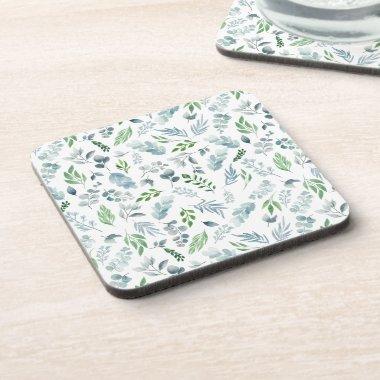 Modern Watercolor Botanical Greenery Eucalyptus Beverage Coaster