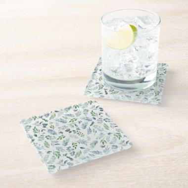 Modern Watercolor Botanical Greenery Eucalyptus Glass Coaster