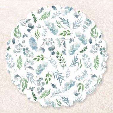 Modern Watercolor Botanical Greenery Eucalyptus Paper Coaster