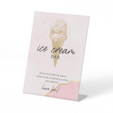 Modern Watercolor Bridal Shower Ice Cream Bar Sign