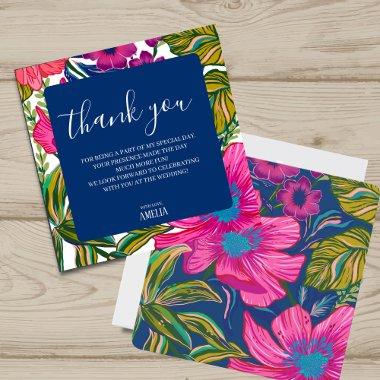 Modern Watercolor floral hot pink  Thank You