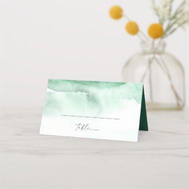Modern Watercolor | Green Folded Wedding Place Invitations