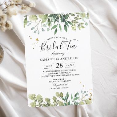 Modern Watercolor Green Leaves Branch Invitations