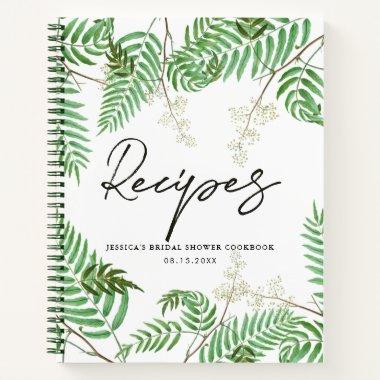 Modern Watercolor Greenery Bridal Shower Recipe Notebook