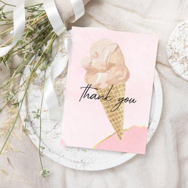 Modern Watercolor Ice Cream Bridal Shower Thank You Invitations