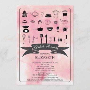 Modern Watercolor Kitchen Bridal Shower Invitations