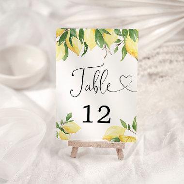 Modern Watercolor Lemon Bridal Shower Table Card