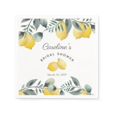 Modern Watercolor Lemons & Greenery  Napkins