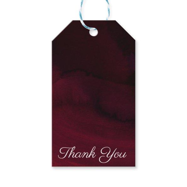 Modern Watercolor Moody Maroon Burgundy Wedding Gift Tags