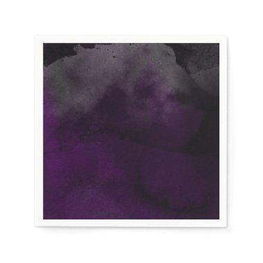 Modern Watercolor Moody Plum Purple Wedding Party Napkins