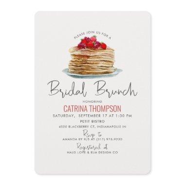 Modern Watercolor Pancakes Bridal Brunch Shower Invitations