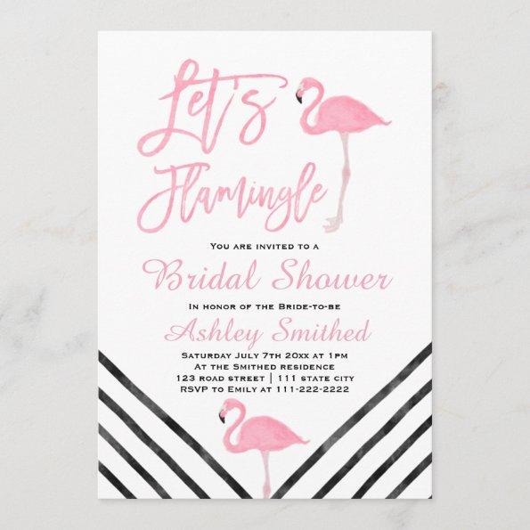 Modern watercolor pink flamingo bridal shower Invitations
