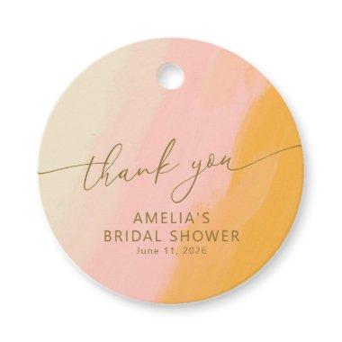 Modern Watercolor Pink Yellow Custom Bridal Shower Favor Tags