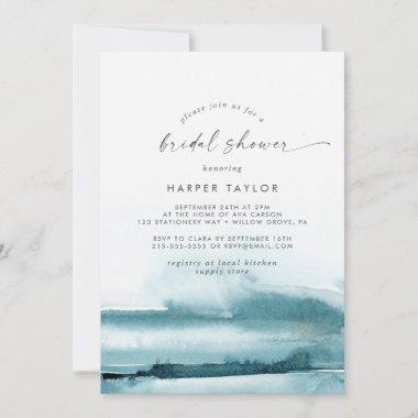 Modern Watercolor | Teal Bridal Shower Invitations