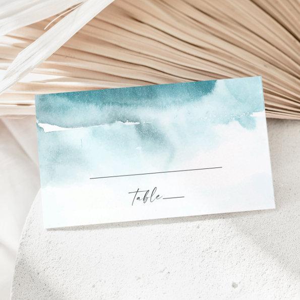 Modern Watercolor | Teal Flat Wedding Place Invitations
