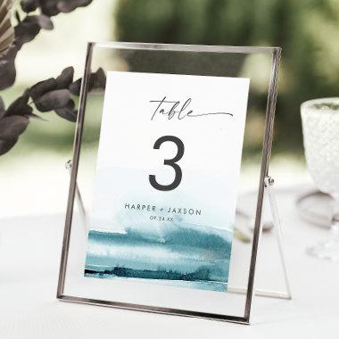 Modern Watercolor | Teal Table Number