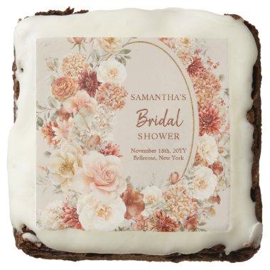 Modern watercolor terracotta burgundy blush floral brownie