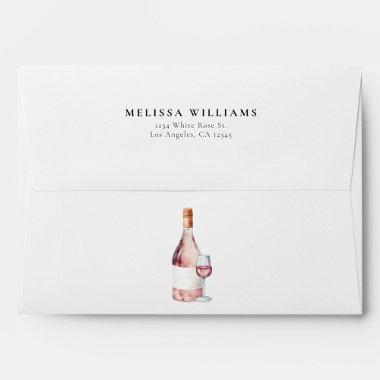 Modern Watercolor Vino Before Vows Bridal Shower Envelope
