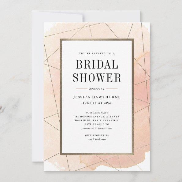 Modern Watercolor Wash Geometric Bridal Shower Invitations