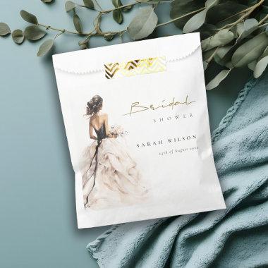 Modern Watercolor Wedding Gown Bridal Shower Favor Bag