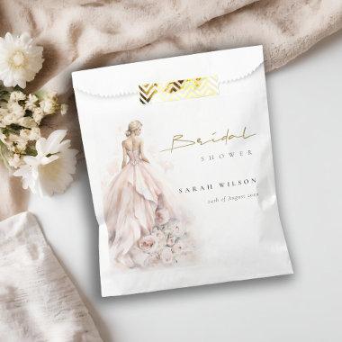 Modern Watercolor Wedding Gown Bridal Shower Favor Bag