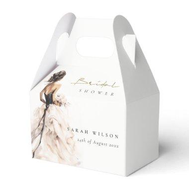Modern Watercolor Wedding Gown Bridal Shower Favor Boxes