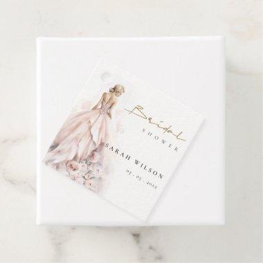 Modern Watercolor Wedding Gown Bridal Shower Favor Tags