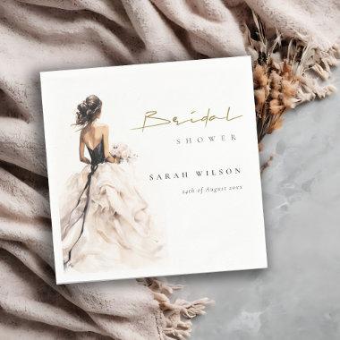 Modern Watercolor Wedding Gown  Napkins