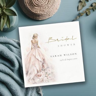 Modern Watercolor Wedding Gown  Napkins