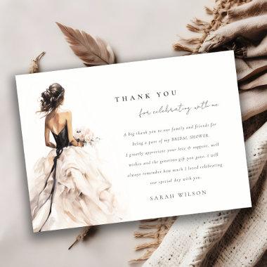 Modern Watercolor Wedding Gown  Thank You