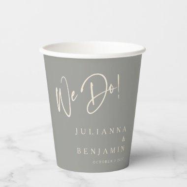 Modern We Do Elegant Custom Wedding Gray Paper Cups