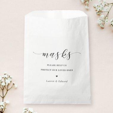 Modern Wedding  Face Mask Favor Bag