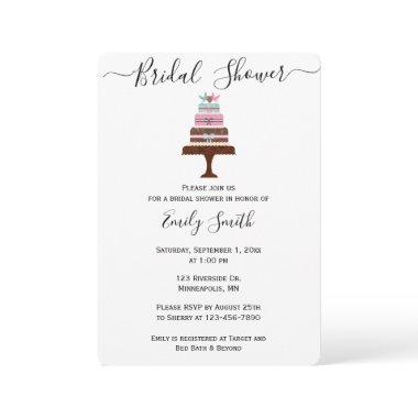 Modern Wedding Cake Bridal Shower Invitations